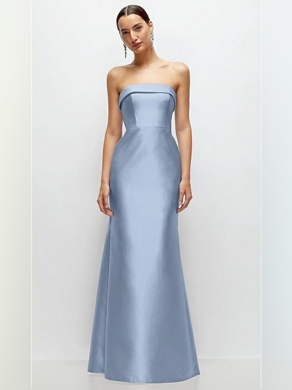 Alfred Sung STRAPLESS CUFF NECKLINE SATIN TRUMPET GOWN IN CLOUDY